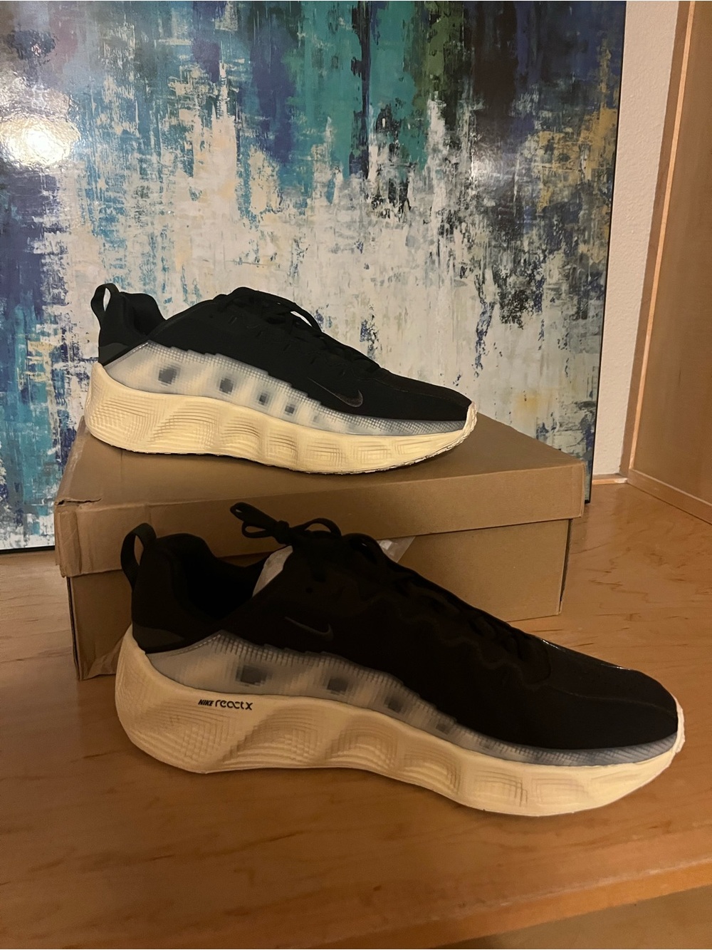 Nike react x ava Black and White Athletic Running Shoes